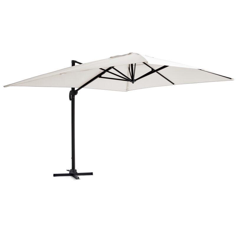 Parasol excéntrico reclinable rectangular 4x3 m, mástil rotativo 360°