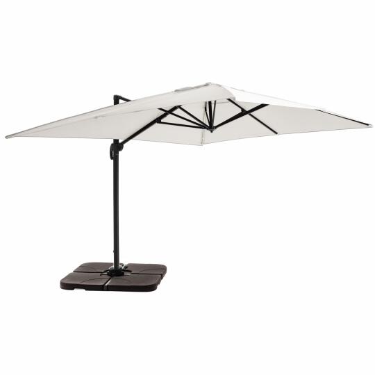 Parasol excéntrico y rotación de 360° (4 x 3m) y 4 losas para rellenar y estabilizar