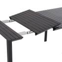 Mesa de jardín extensible rectangular (52/260 cm) y 8 sillas de aluminio.