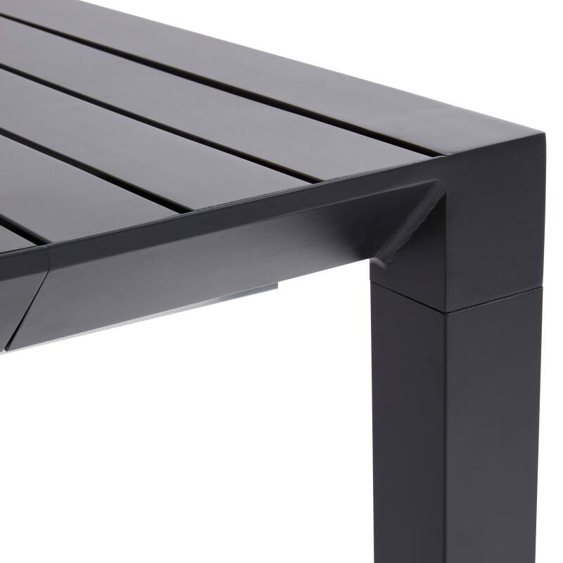 Mesa de jardín extensible rectangular (52/260 cm) y 8 sillas de aluminio.