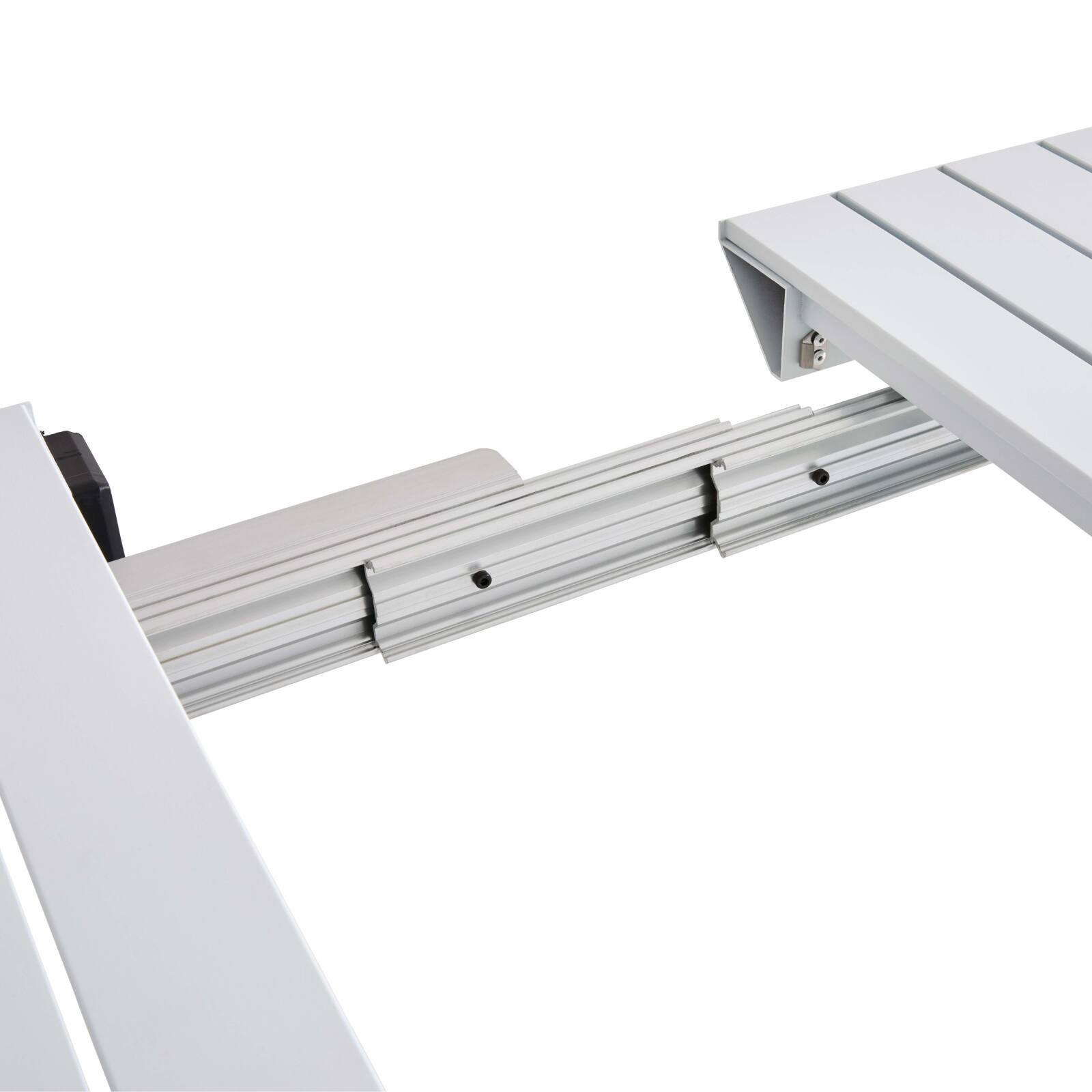 Mesa de jardín extensible rectangular (52/260 cm) y 8 sillas de aluminio.