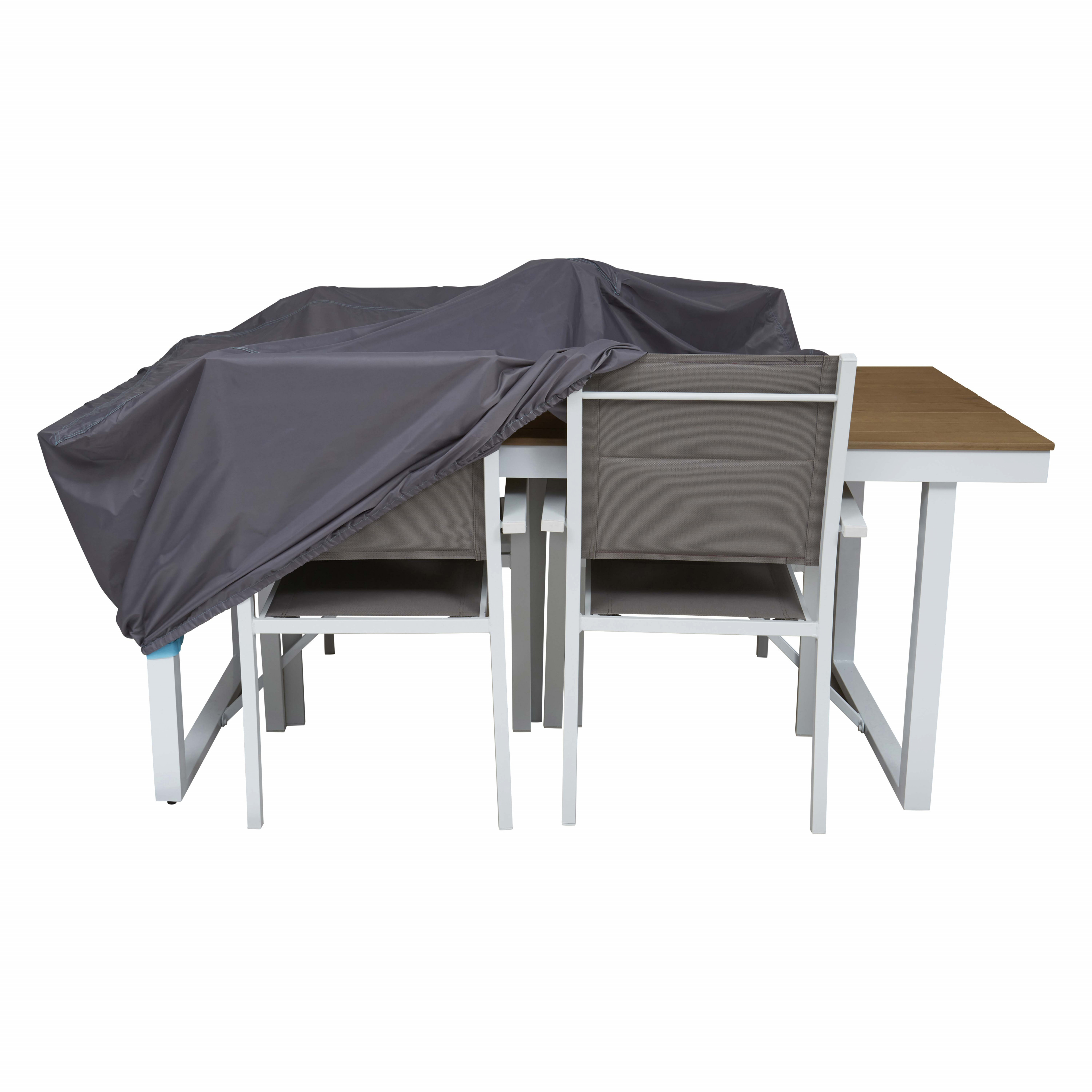  Funda para mesa y sillas de patio, impermeable, resistente a  los rayos UV, para juegos de muebles de exterior rectangulares/ovalados,  color gris, 90 x 60 pulgadas. : Patio, Césped y Jardín