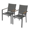 Silla de jardín de aluminio y textilene con reposabrazos - Lote de 2