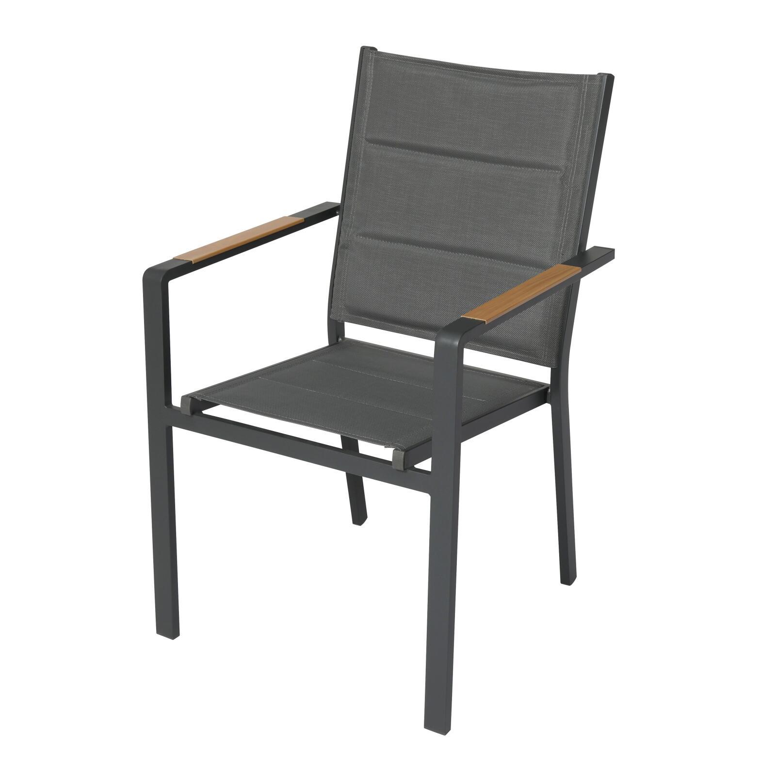 Silla de jardín de aluminio y textilene con reposabrazos - Lote de 2