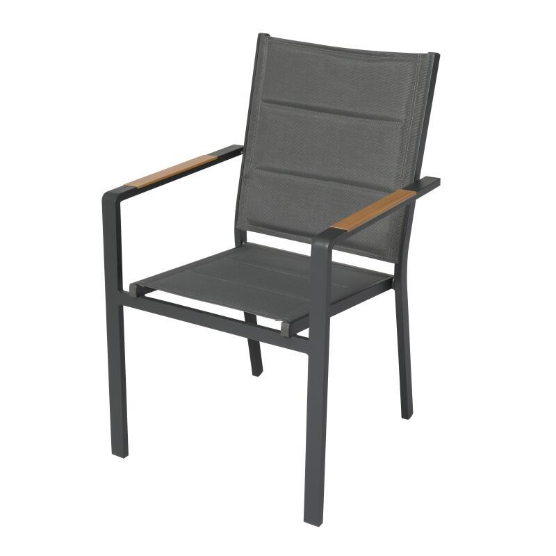 Silla de jardín de aluminio y textilene con reposabrazos - Lote de 2 (2/7)