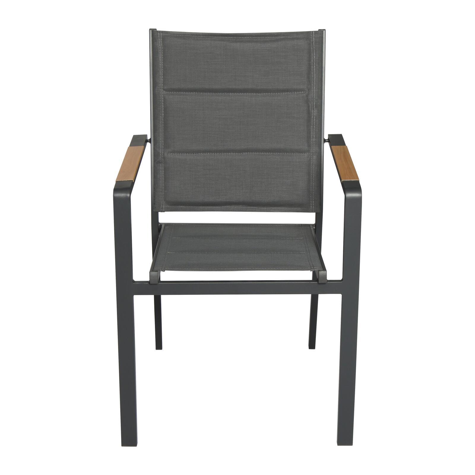 Silla de jardín de aluminio y textilene con reposabrazos - Lote de 2