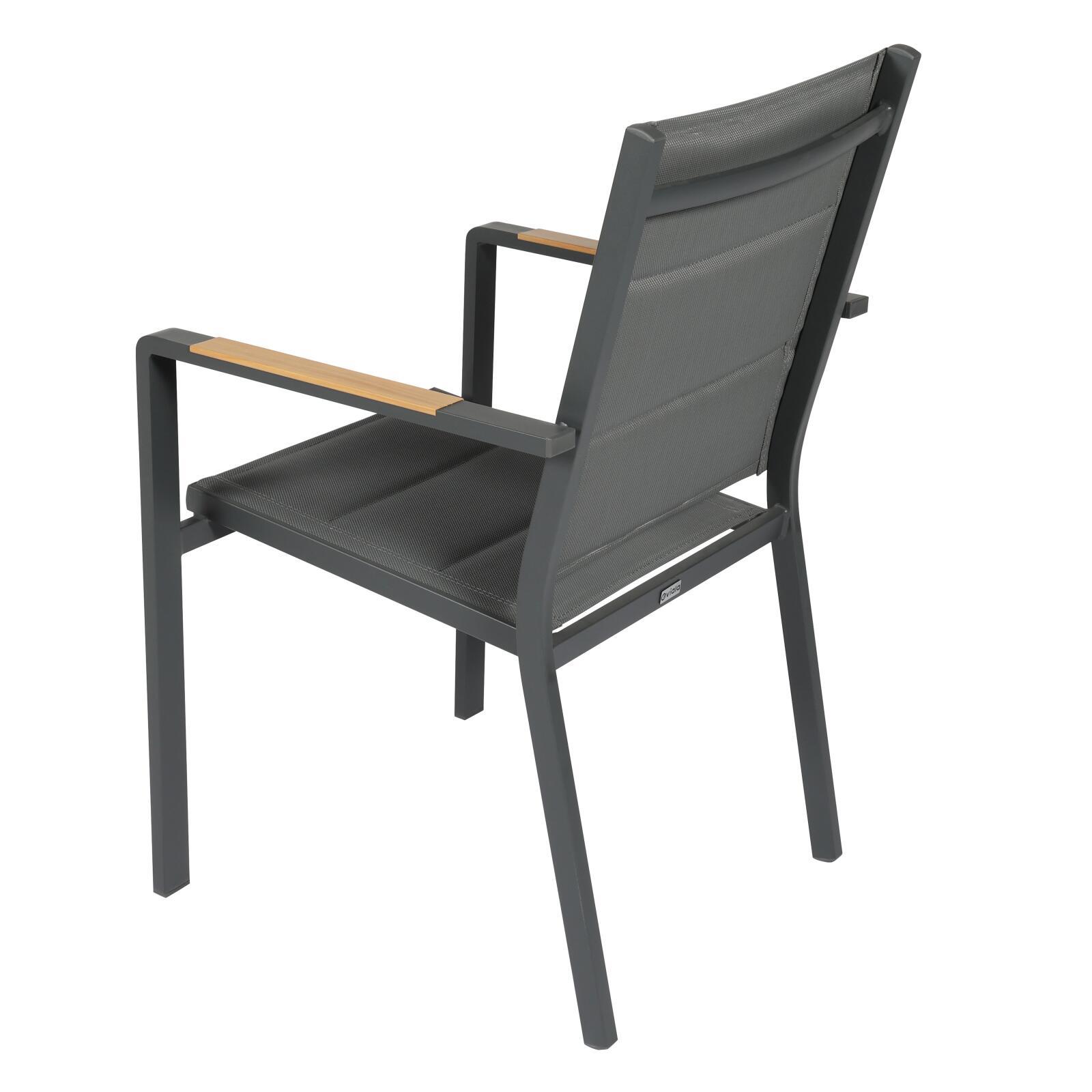 Silla de jardín de aluminio y textilene con reposabrazos - Lote de 2