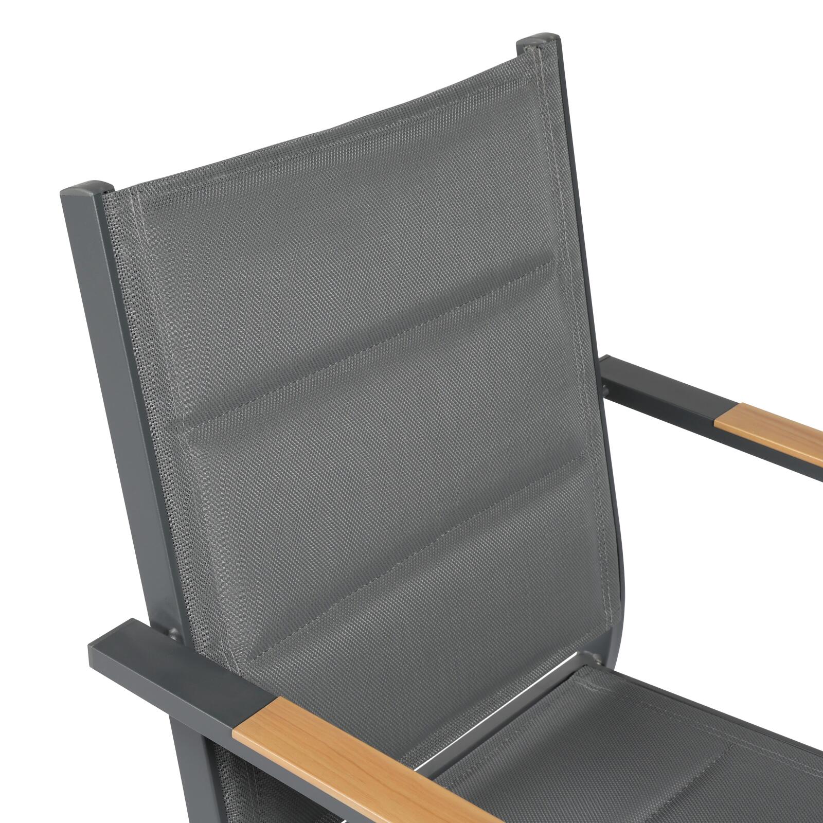 Silla de jardín de aluminio y textilene con reposabrazos - Lote de 2