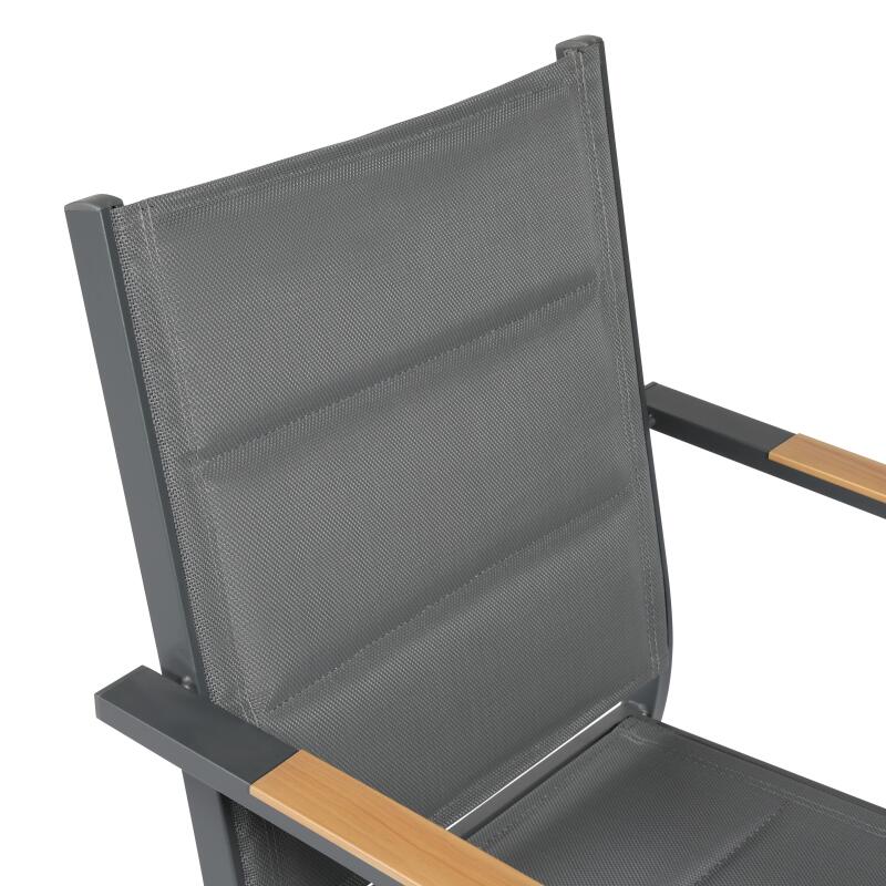 Silla de jardín de aluminio y textilene con reposabrazos - Lote de 2 (6/7)