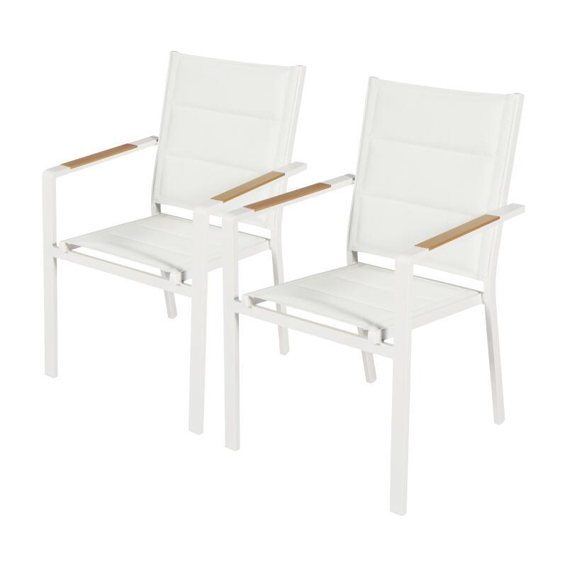 Silla de jardín de aluminio y textilene con reposabrazos - Lote de 2
