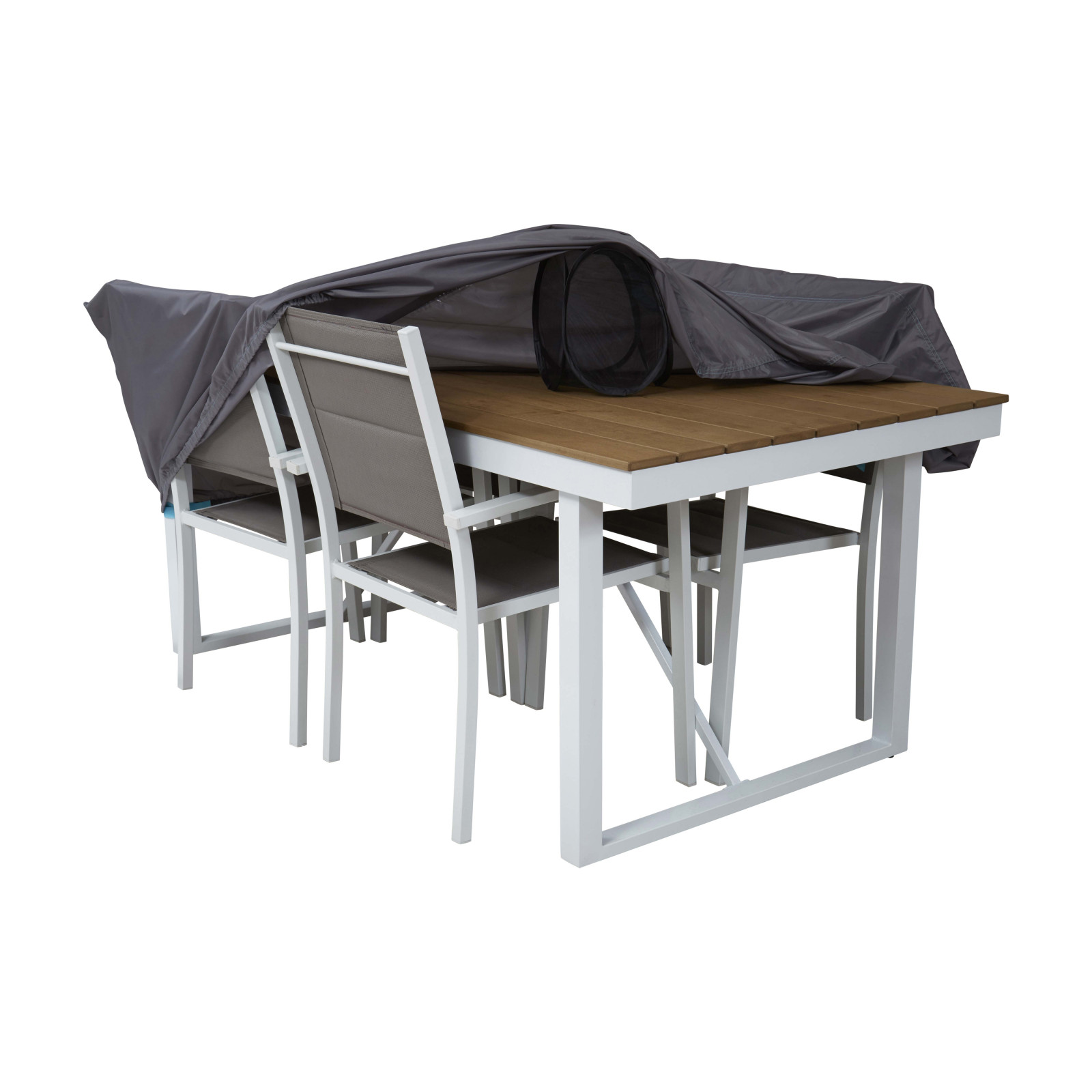 Funda para mesa y sillas de patio, impermeable, resistente a  los rayos UV, para juegos de muebles de exterior rectangulares/ovalados,  color gris, 90 x 60 pulgadas. : Patio, Césped y Jardín