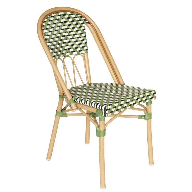 Silla de jardín estilo bistro parisino en aluminio y ratán sintético