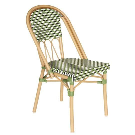 Silla de jardín estilo bistro parisino en aluminio y ratán sintético