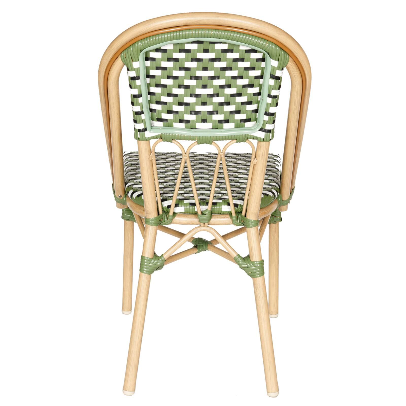 Silla de jardín estilo bistro parisino en aluminio y ratán sintético