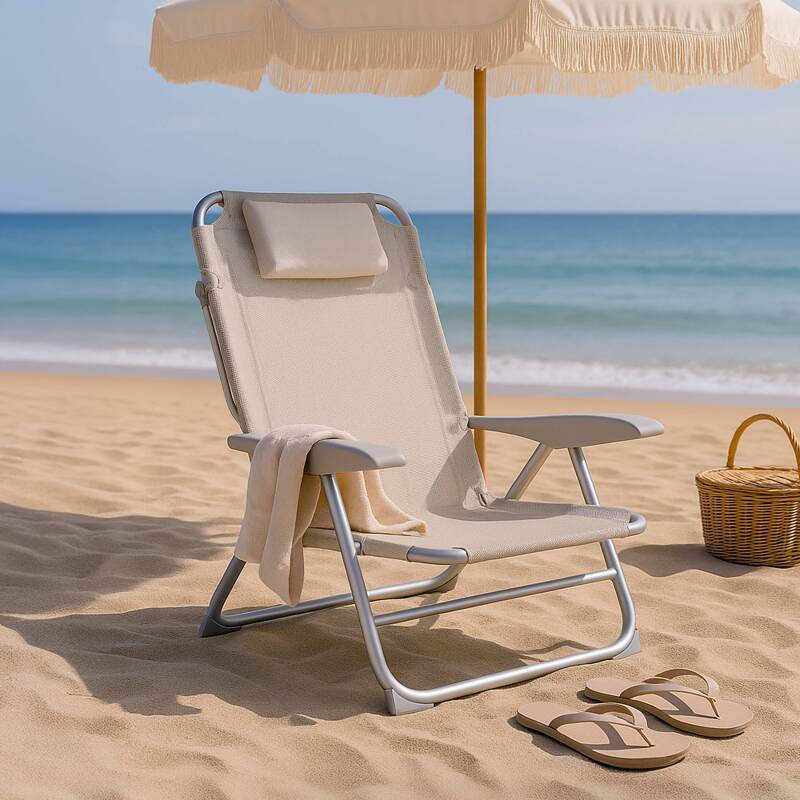 Lote de 2 sillones de playa plegables, reclinables 4 posiciones