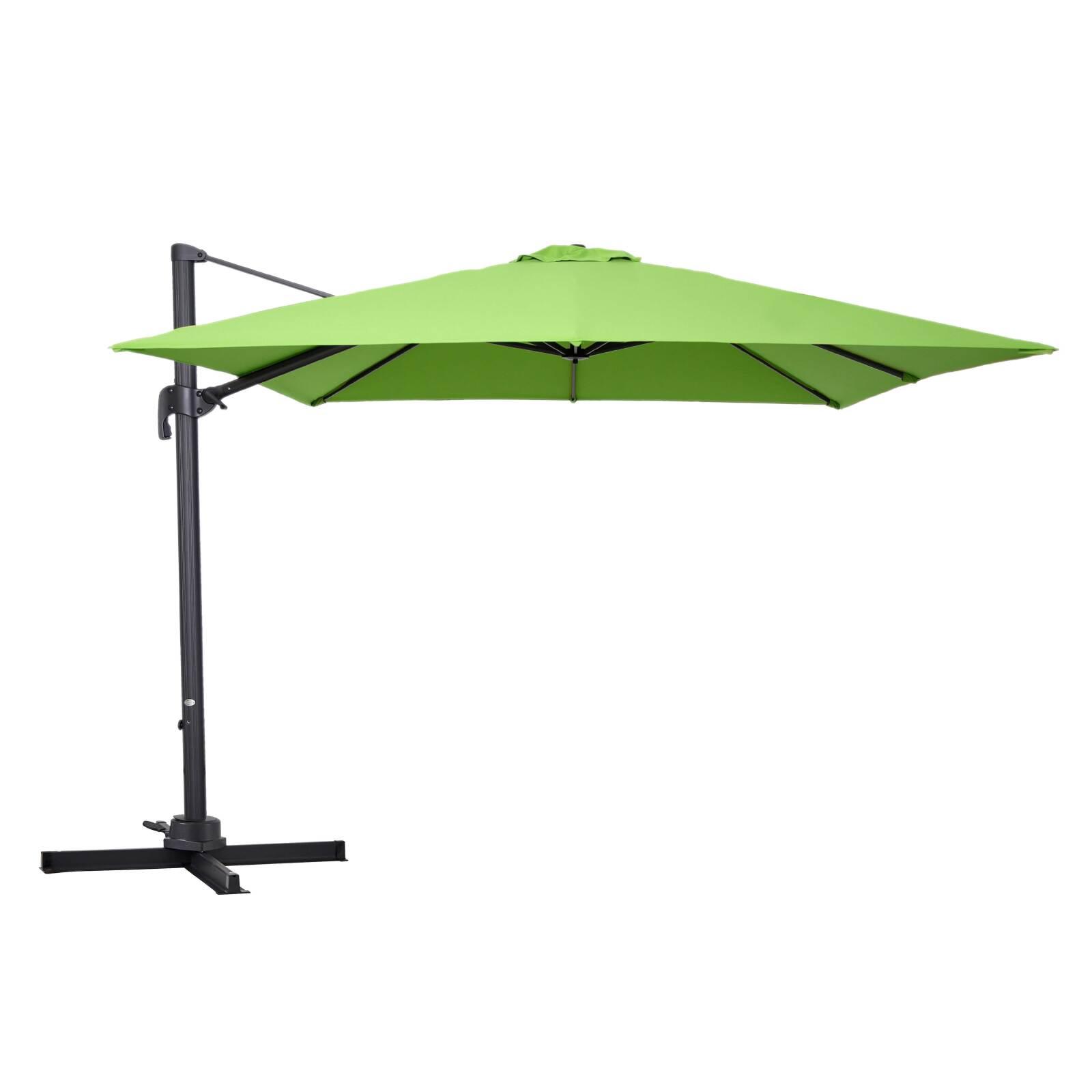 Parasol excéntrico cuadrado 3 x 3 m, mástil rotativo 360°