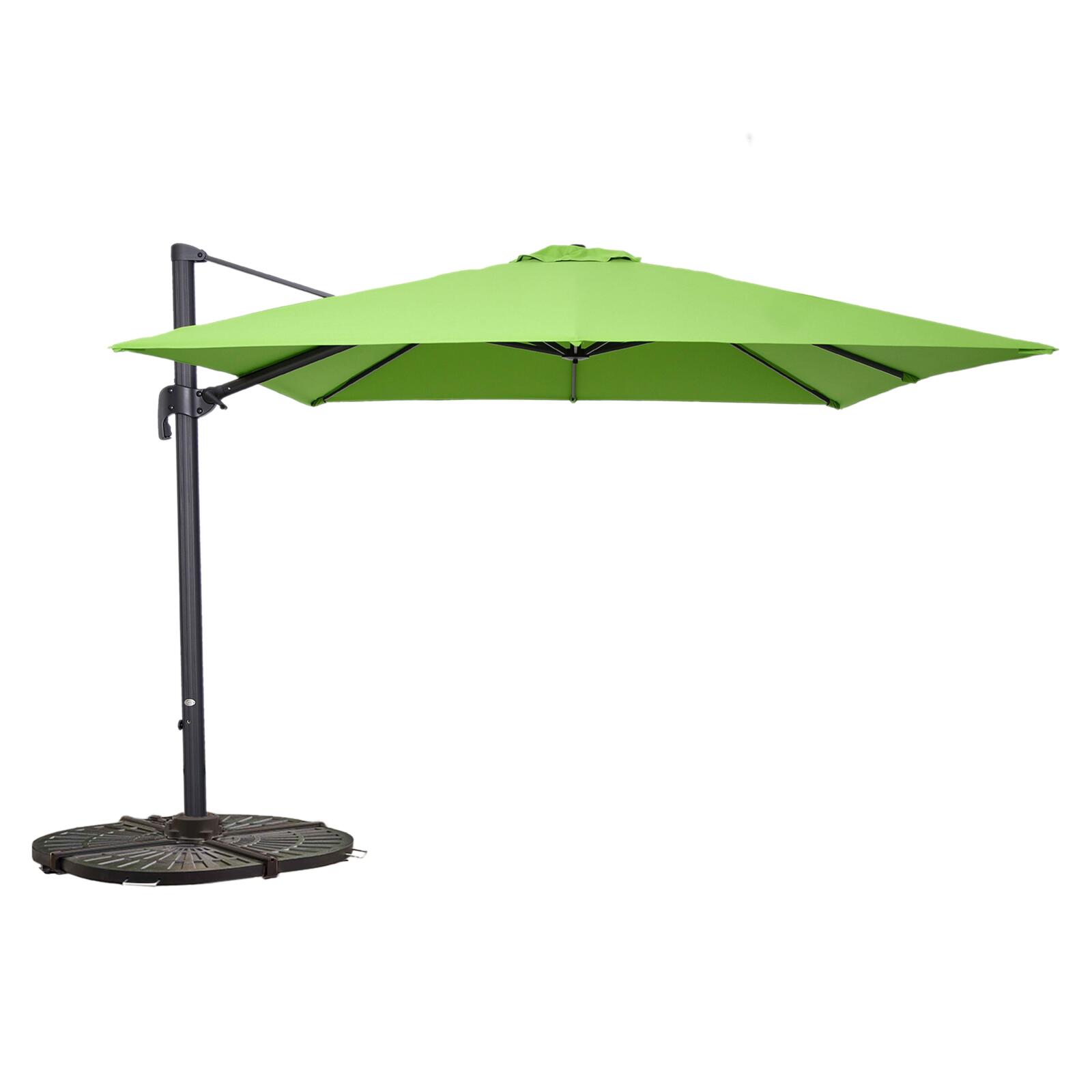 Parasol excéntrico cuadrado (3 x 3 m) giratorio de 360° et 4 losas lastradas