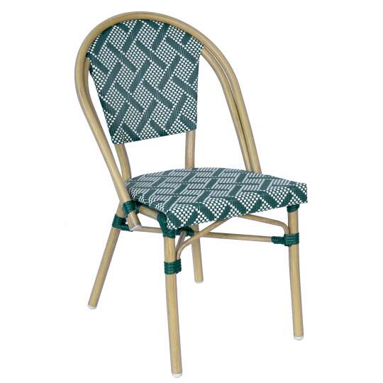 Silla de jardín estilo bistro parisino en aluminio y ratán sintético