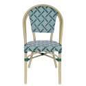 Silla de jardín estilo bistro parisino en aluminio y ratán sintético