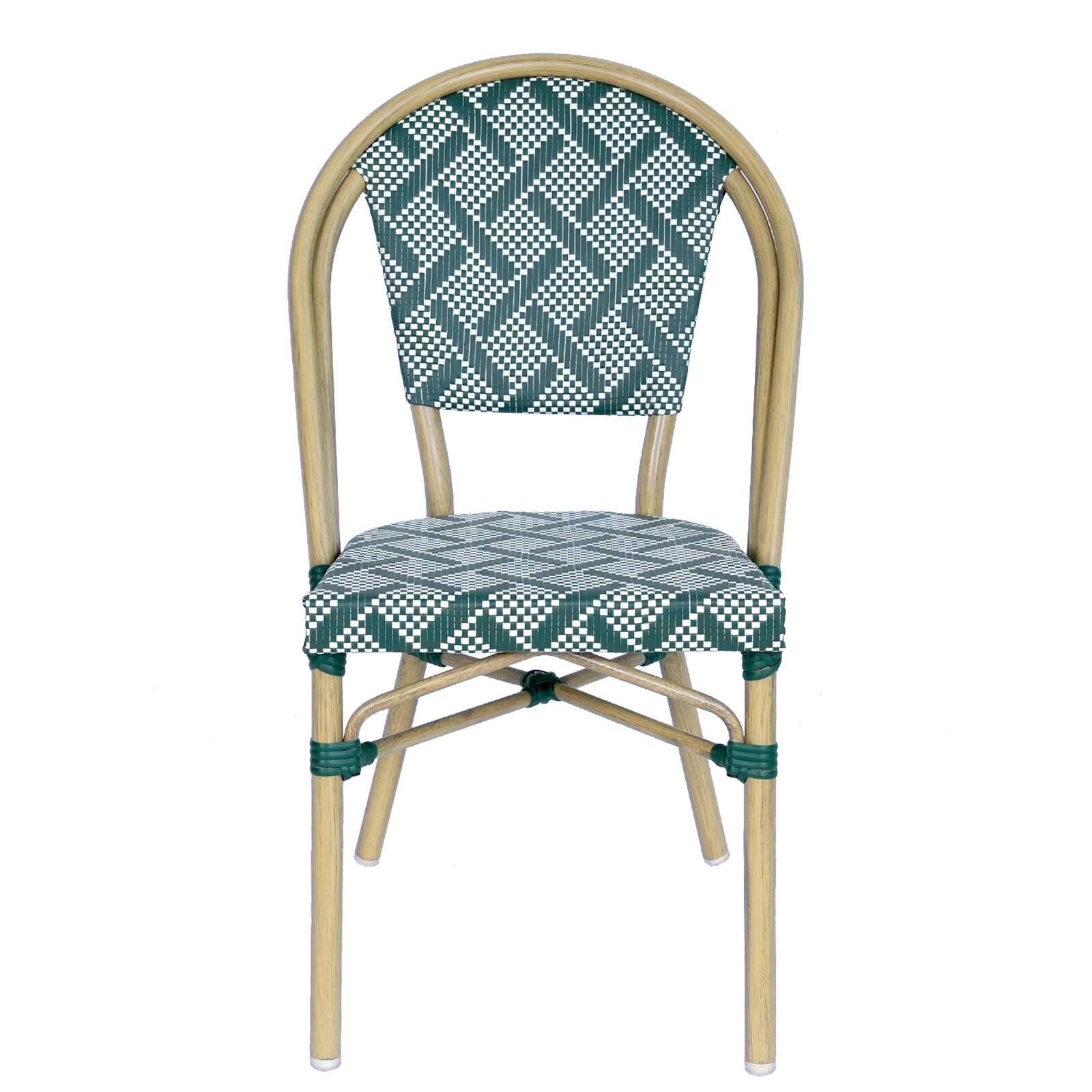 Silla de jardín estilo bistro parisino en aluminio y ratán sintético