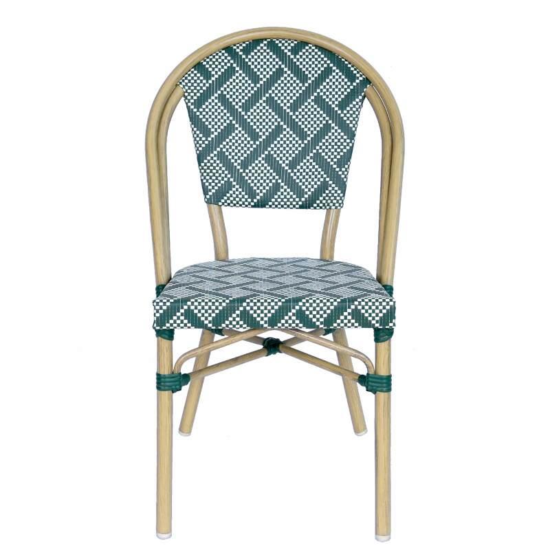 Silla de jardín estilo bistro parisino en aluminio y ratán sintético (2/6)