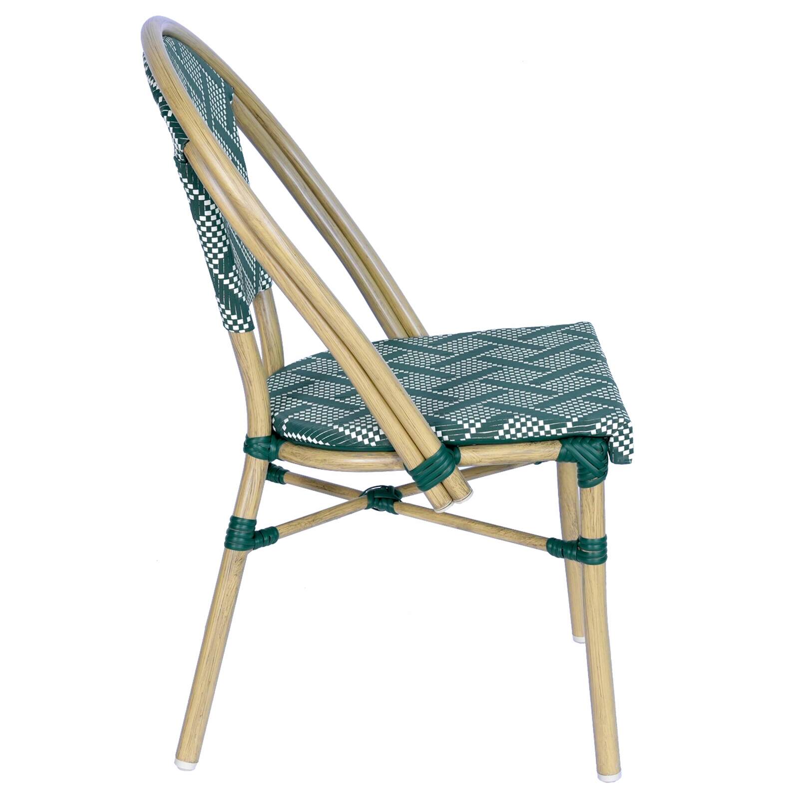 Silla de jardín estilo bistro parisino en aluminio y ratán sintético