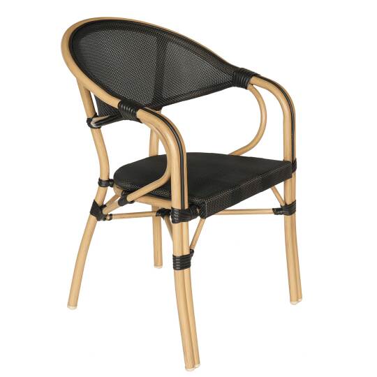 Silla de jardín estilo bistró parisino en aluminio y ratán sintético. | Oviala