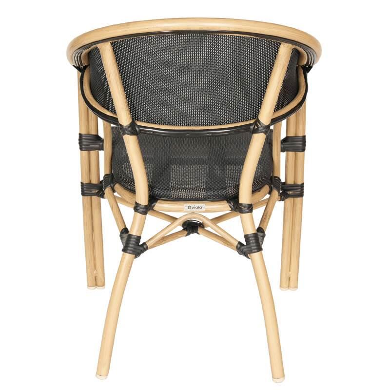 Silla de jardín estilo bistró parisino en aluminio y ratán sintético. (4/6)