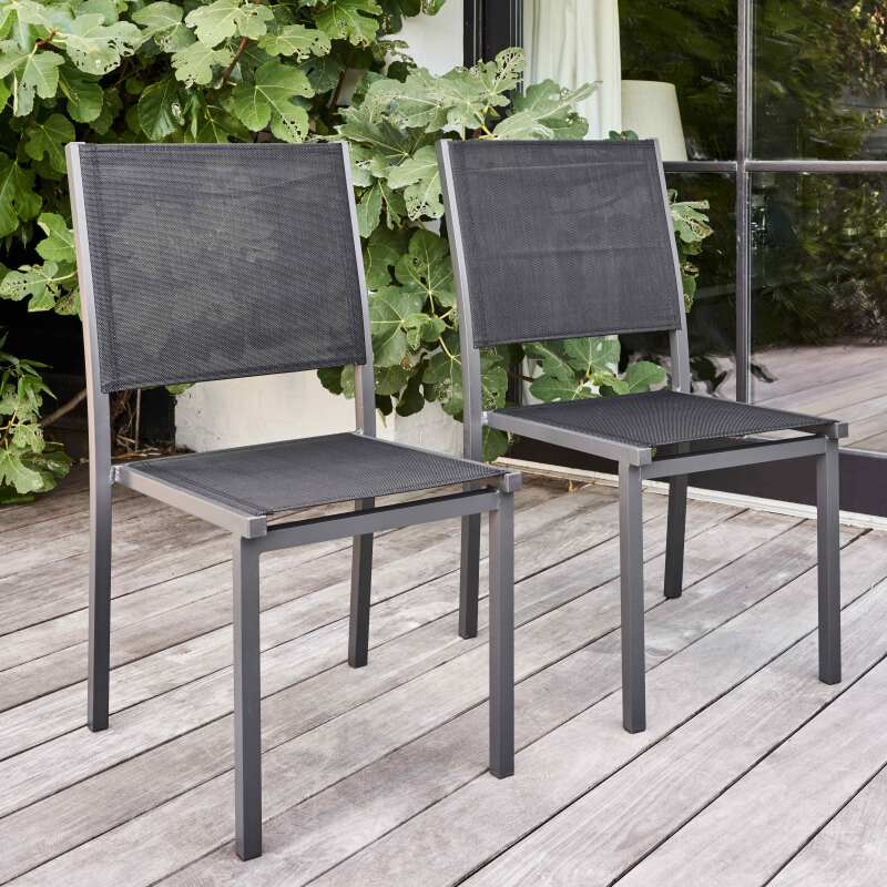 Mesa de jardín rectangular de aluminio/teca de 200 x 100 cm y 8 sillas