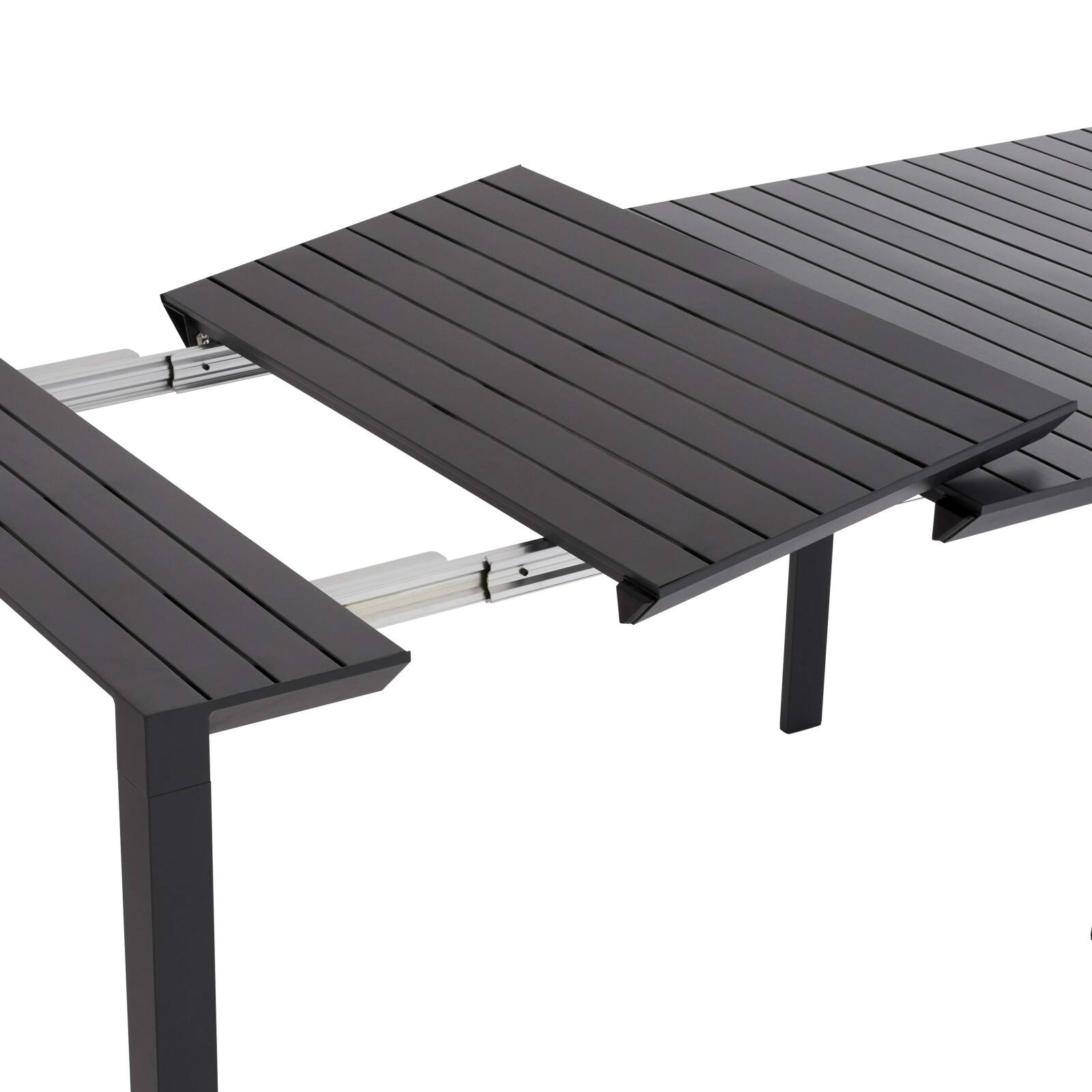 Mesa de jardín extensible de aluminio 52/260x100 cm y 10 sillas de textilene