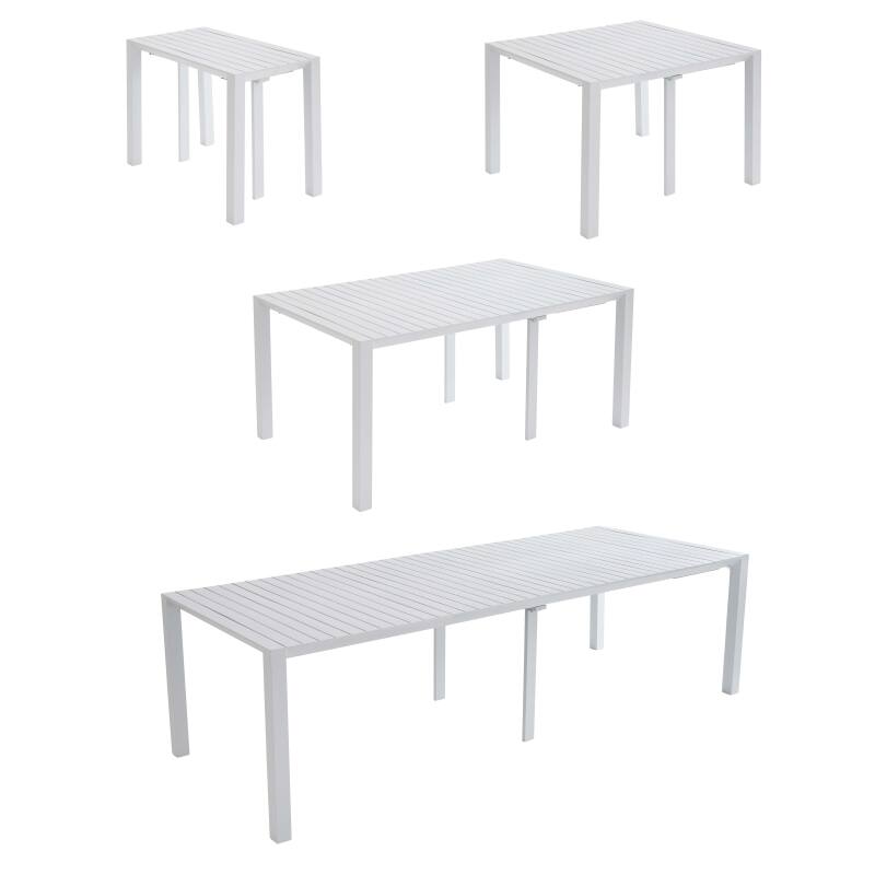 Mesa de jardín extensible de aluminio 52/260x100 cm y 10 sillas de textilene