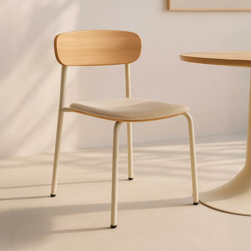 Lote de 2 sillas de metal, madera y tela