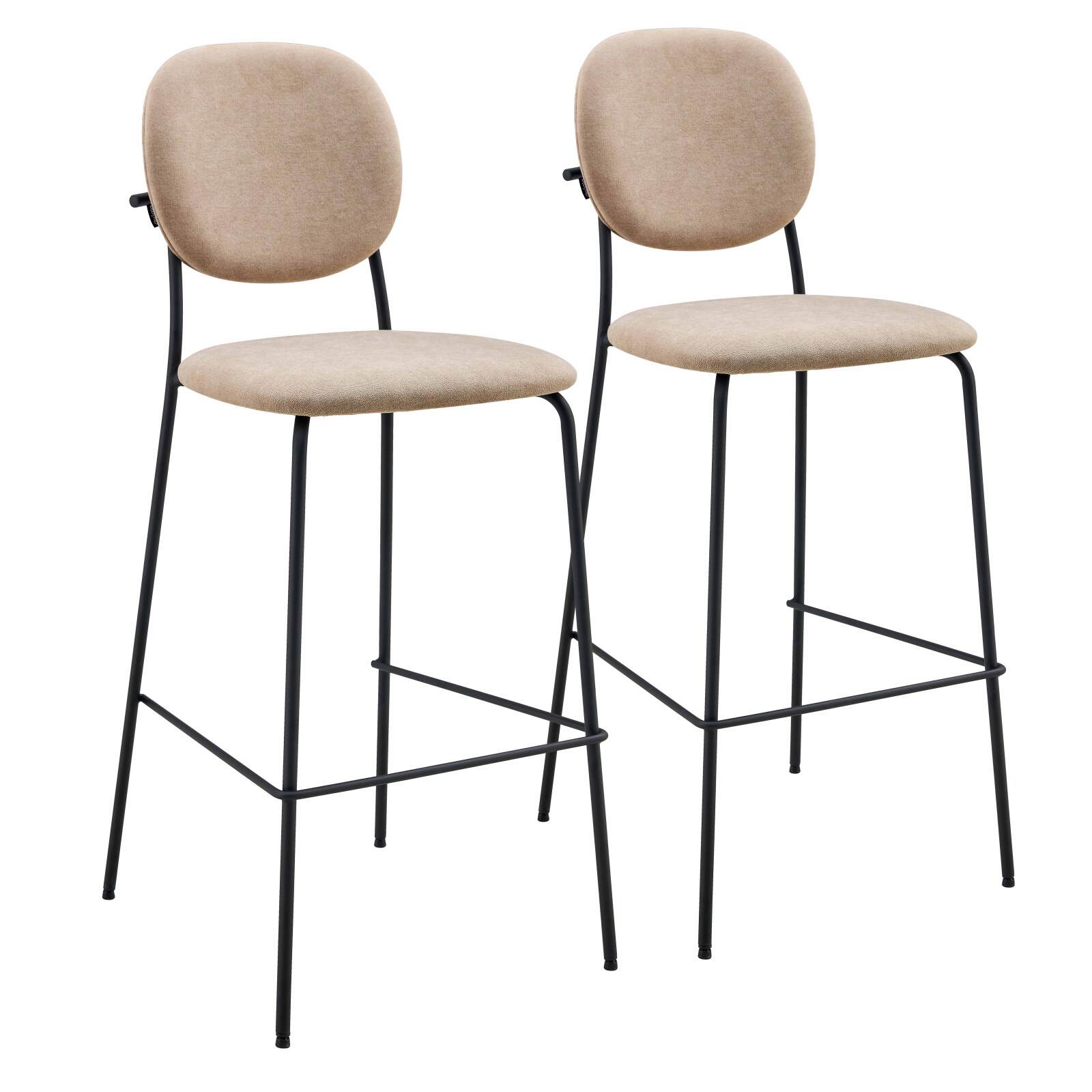 Lote de 2 sillas altas de acero y tela