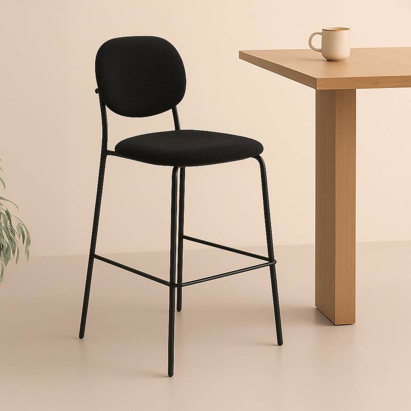 Lote de 2 sillas altas de acero y tela