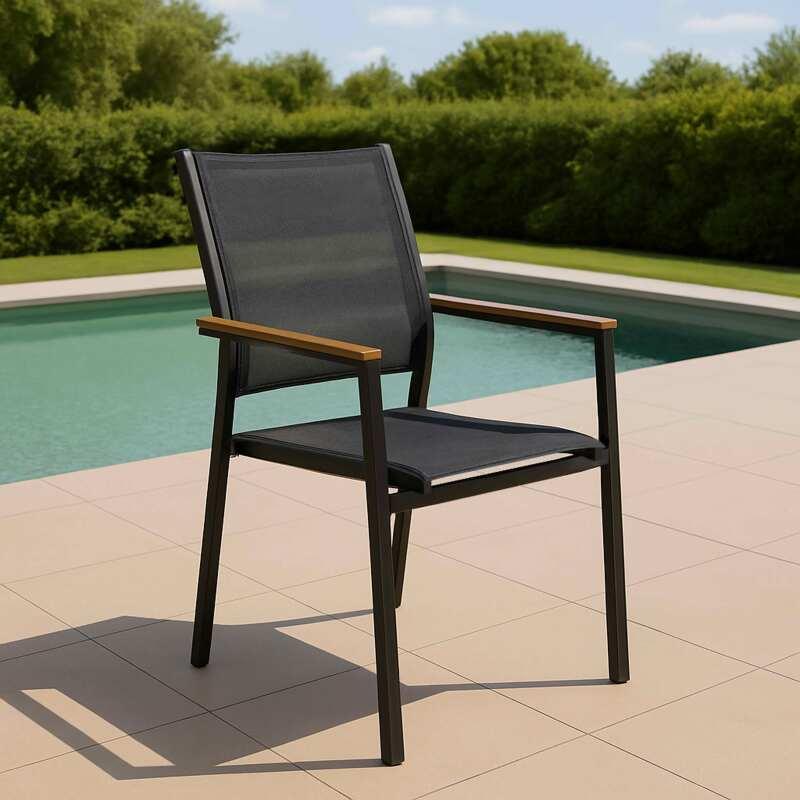 Silla de jardín de aluminio y textileno con brazos