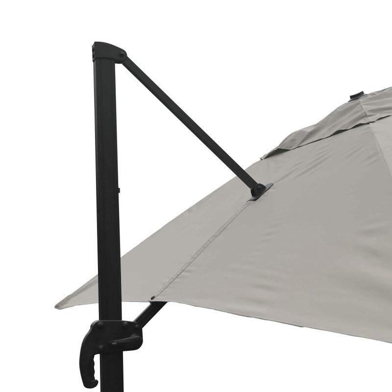 Parasol excéntrico cuadrado (3 x 3m) giratoria 360° y 4 losas para rellenar y estabilizar (6/7)