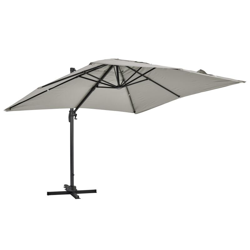 Parasol excéntrico cuadrado (3 x 3m) giratoria 360° y 4 losas para rellenar y estabilizar