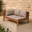 Sofá izquierdo de jardín bajo de madera de eucalipto FSC®