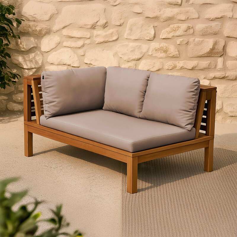 Sofá izquierdo de jardín bajo de madera de eucalipto FSC®