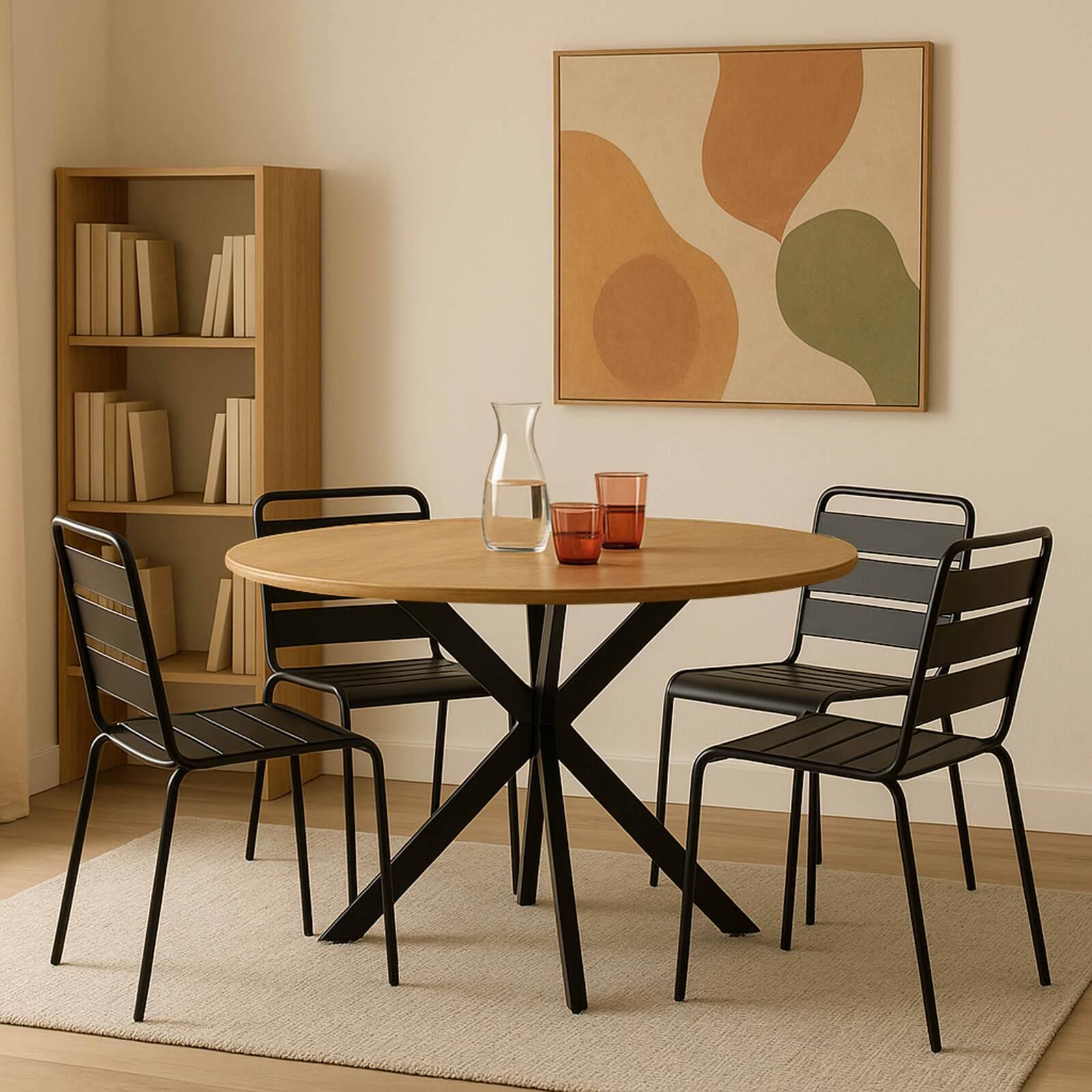 Mesa de comedor redonda de 120 cm en lámina de papel MDF