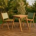 Mesa de jardín cuadrada 67 x 80 x 76 cm en madera de eucalipto FSC® y 2 sillas