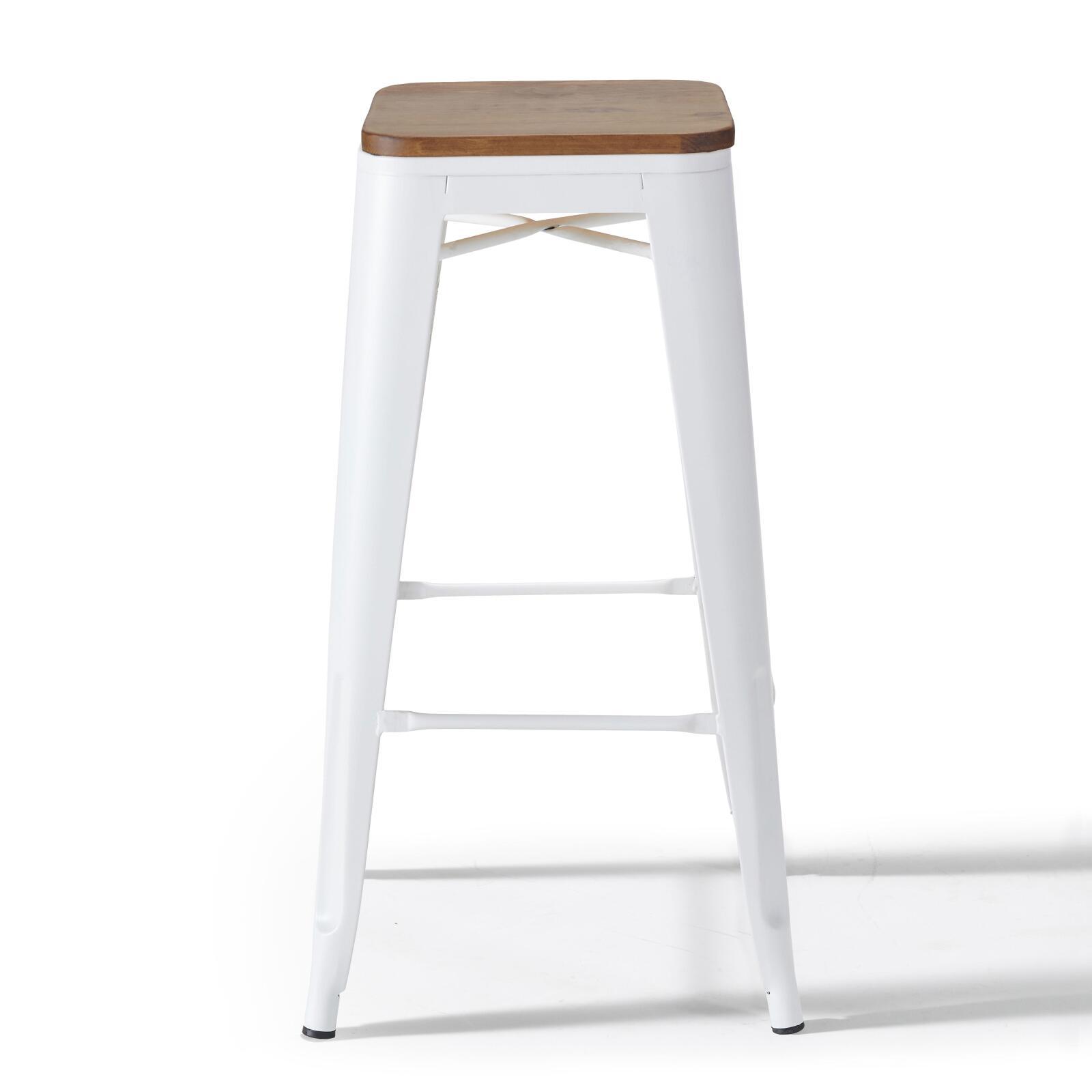 Lote de 4 taburetes de bar de material y madera (43 x 43 x 76 cm)