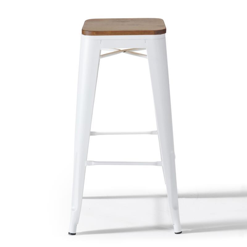 Lote de 4 taburetes de bar de material y madera (43 x 43 x 76 cm) (3/6)