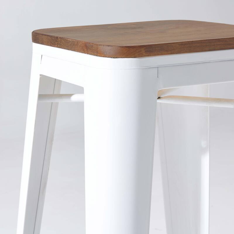 Lote de 4 taburetes de bar de material y madera (43 x 43 x 76 cm) (2/6)