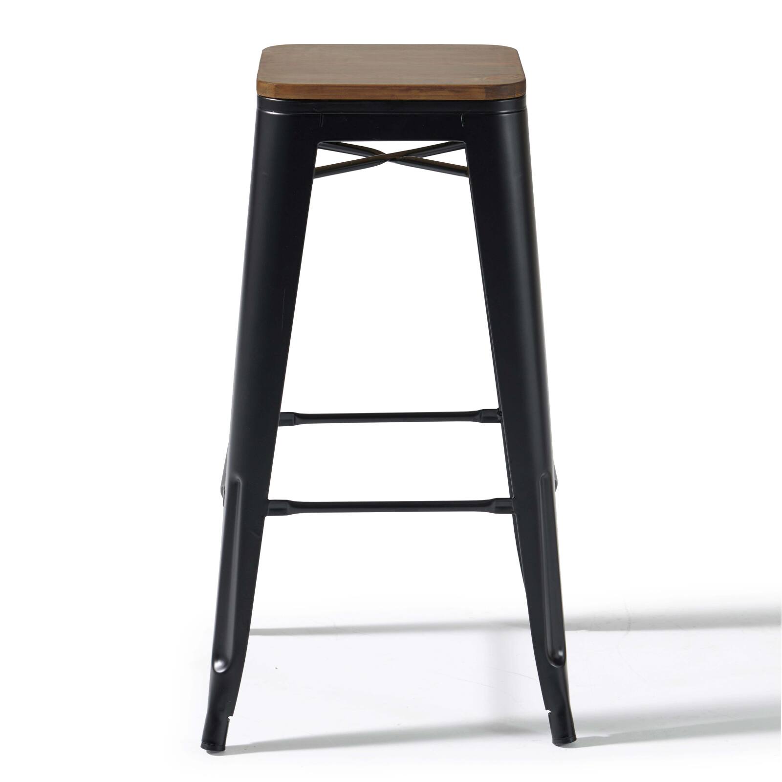 Lote de 4 taburetes de bar de material y madera (43 x 43 x 76 cm)