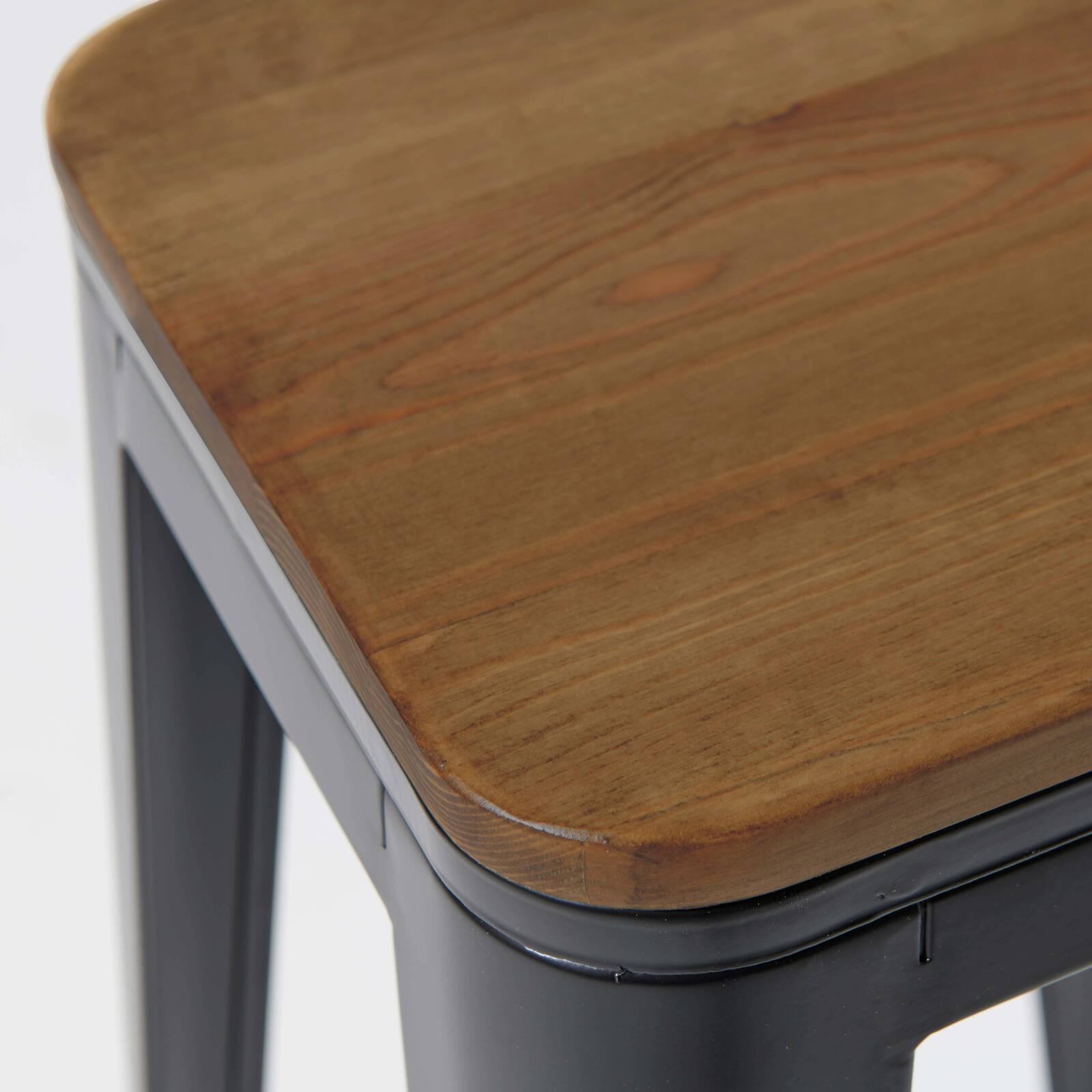 Lote de 4 taburetes de bar de material y madera (43 x 43 x 76 cm)