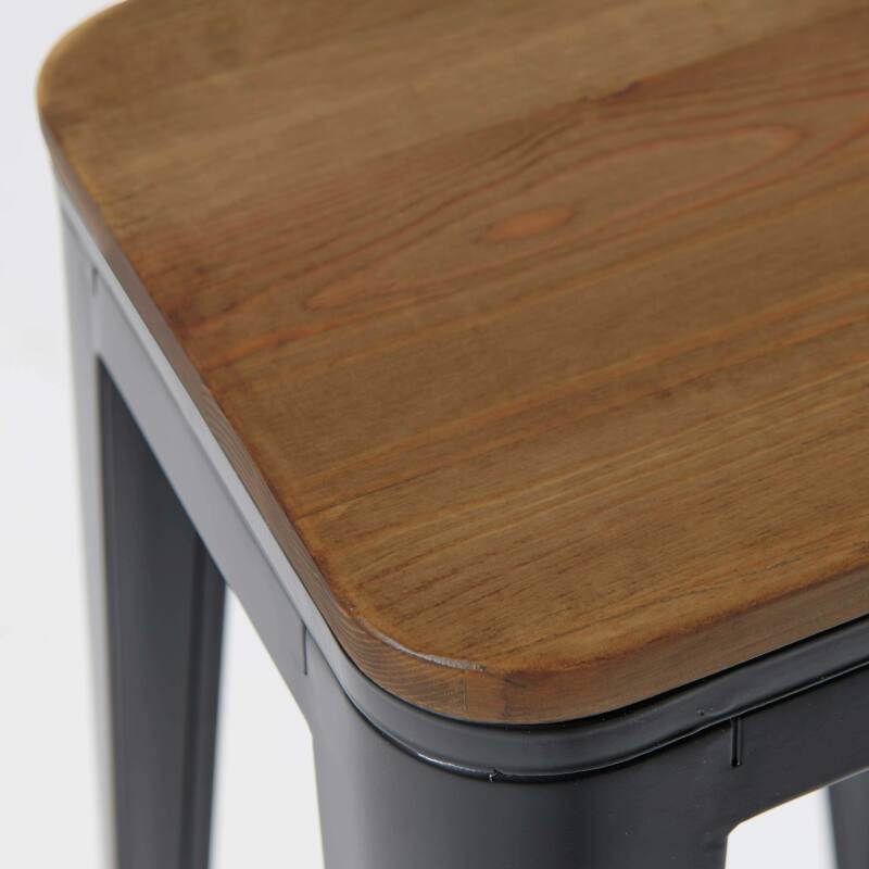 Lote de 4 taburetes de bar de material y madera (43 x 43 x 76 cm)