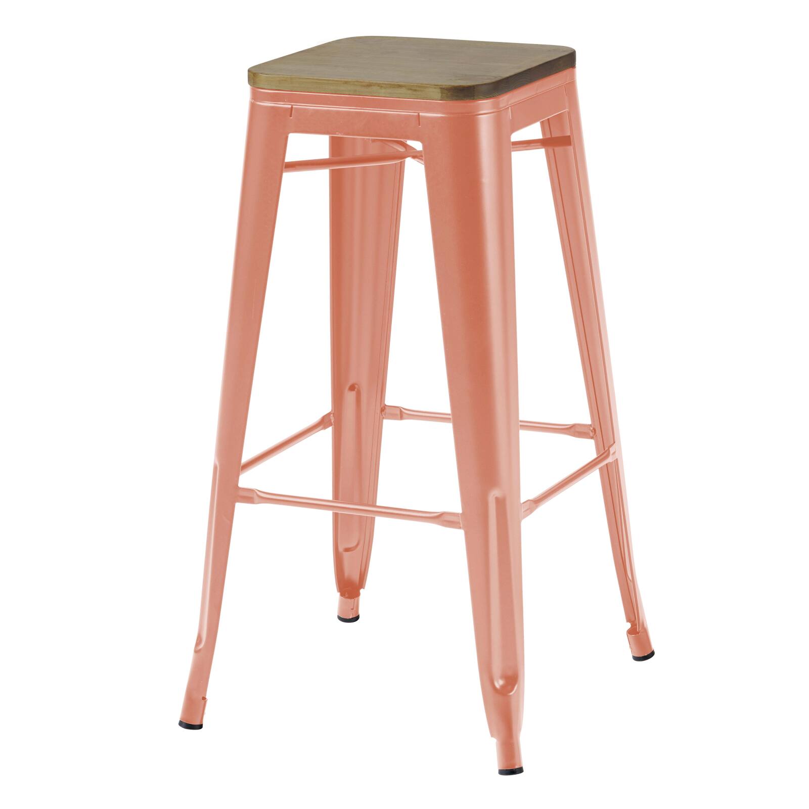 Lote de 4 taburetes de bar de material y madera (43 x 43 x 76 cm)