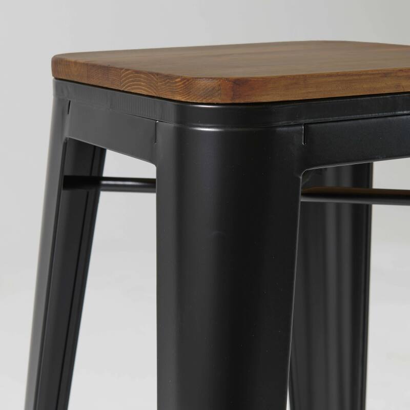 Lote de 4 taburetes de bar de material y madera (43 x 43 x 76 cm)