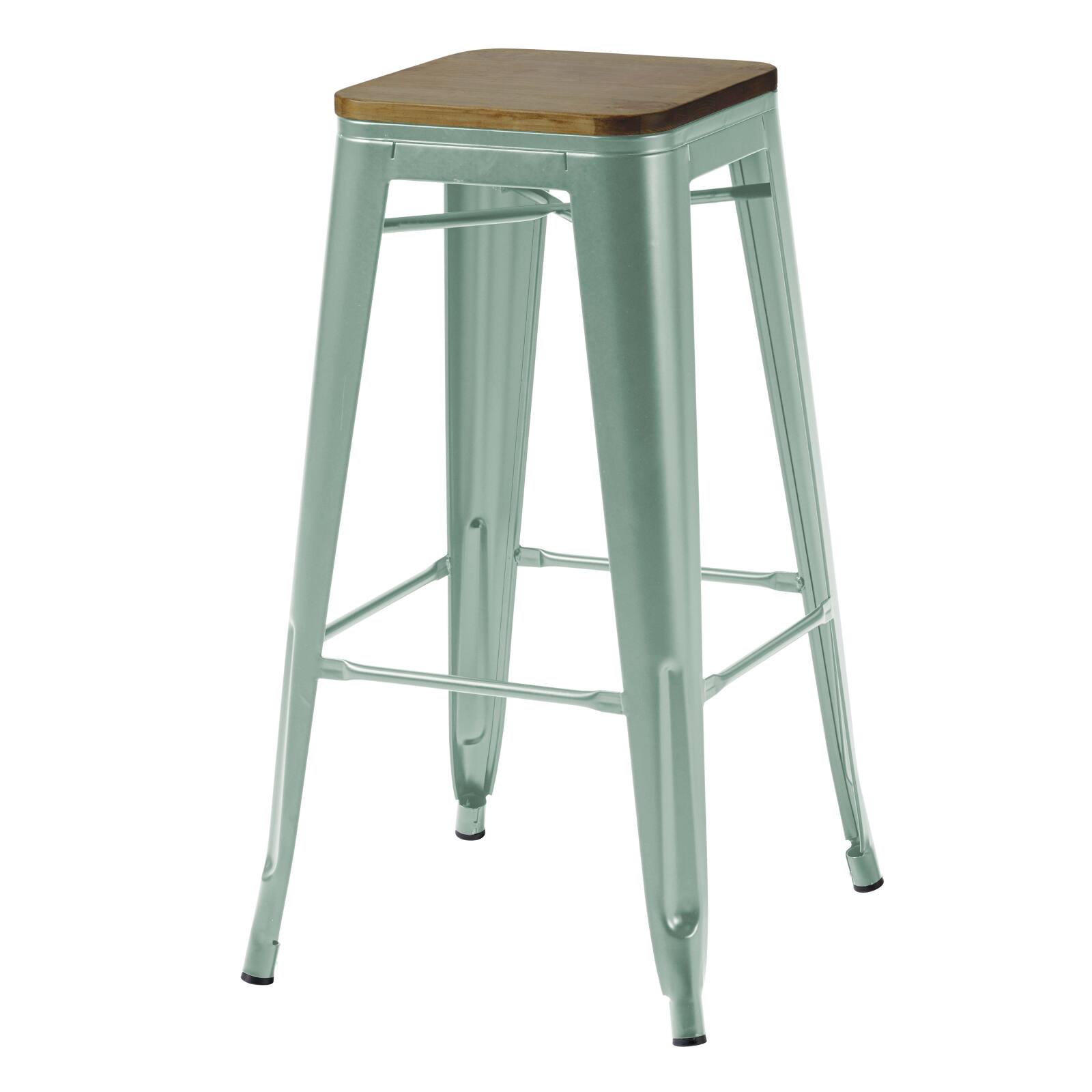 Lote de 4 taburetes de bar de material y madera (43 x 43 x 76 cm)